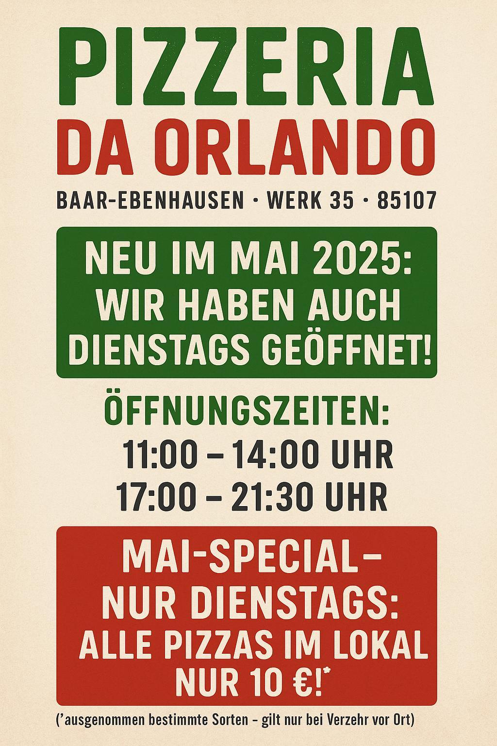 Sonderöffnungszeiten im Mai